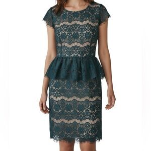 NWOT MAEVE Elsa Lace Back Zipper Lined Peplum Dress Size Medium